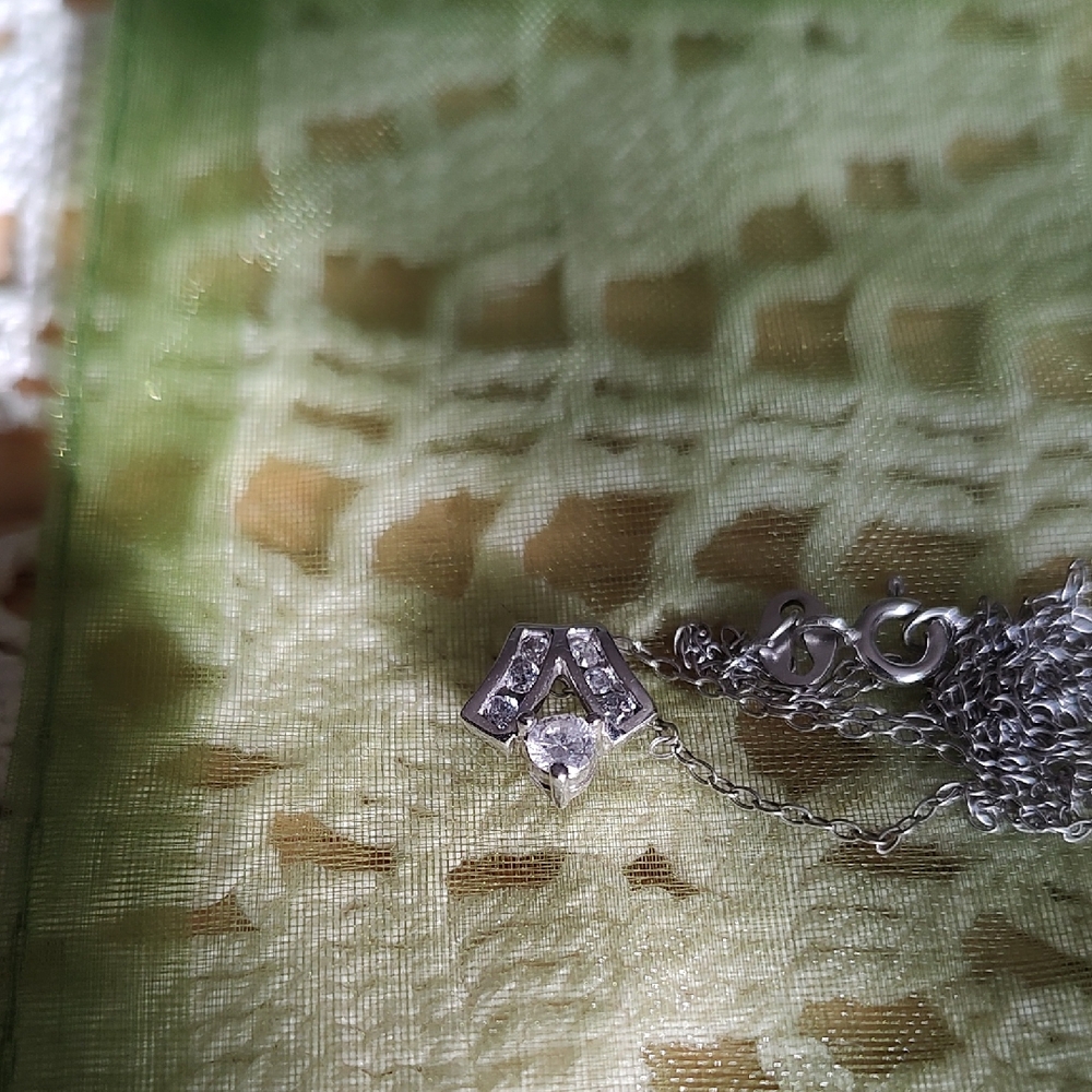 Delicate Sterling Silver CZ Pendant Necklace - White